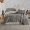 Cuvertura gri antracit jacquard Saheser Home din bumbac, 240x260cm, model Viviana