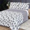 Cuvertură de pat dublu Elegance CVI4 cu design floral în nuanțe de gri pentru un dormitor elegant și modern