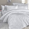 Lenjerie de lux pat dublu jacquard satin, 6 piese, model Herra Alba cu flori, de la First Choice