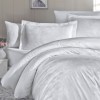 Lenjerie de lux pat dublu jacquard satin, 6 piese, model Herra Alba cu flori, de la First Choice