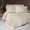 Lenjerie de lux pat dublu jacquard satin, 6 piese, model Herra Cappuccino cu flori, de la First Choice