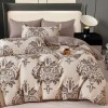 Lenjerie de pat 1 persoana bumbac 100%, design elegant, percale, cearceaf plat maro deschis.