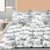 Lenjerie de pat 1 persoană bumbac 100% percale, design cu nume de orașe celebre, cearceaf plat gri