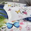 Lenjerie de pat Silvia cu imprimeu fluturi colorat și design floral 3D, 6 piese, bumbac 100% satin de lux, ambalaj cadou