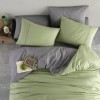 Lenjerie pat bumbac ranforce, Bahar Home Moscow, model uni modern in nuante de verde deschis si gri, oferind un aspect proaspat si elegant dormitorului tau