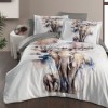 Lenjerie pat 3D bumbac satin de lux cu elefanti Safari, 6 piese, ambalaj cadou