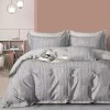 Lenjerie de pat dublu din bumbac percale 100%, model cu modele geometrice gri pe fundal deschis