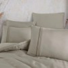 Lenjerie de pat dublu mătase și modal bej Hobby Home, detalii broderie jacquard