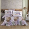 Lenjerie de pat dublu din poplin percale Hobby Home cu design modern în nuanțe pastelate și mesajul Good Vibes Only