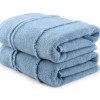 Set 2 prosoape bumbac 100% microcoton bleu 75x150 cm, Hobby Home, Arden cu dungi in relief