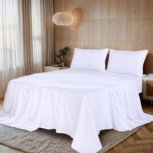 Cearceaf alb pat 1 persoana din bumbac satinat,180x240cm, First Choice Satin pentru un aspect elegant.