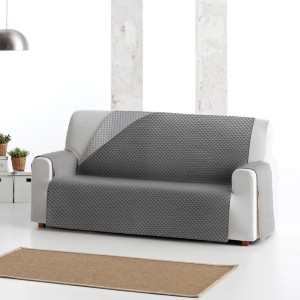 Husă matlasată reversibilă pentru canapea cu două locuri, în culori antracit și gri deschis, design modern și protecție pentru mobilier.