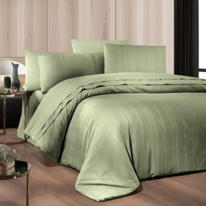 Lenjerie de pat bumbac ranforce de lux Glosland Verde, set 6 piese, model elegant de la First Choice