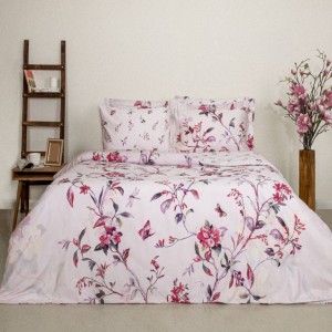 Lenjerie de pat bumbac satinat cu imprimeu floral digital elegant
