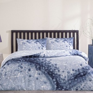 Lenjerie de pat TAC Rex din bumbac ranforce cu imprimeu abstract în nuanțe de albastru și bleu