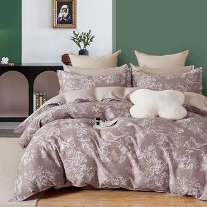 Lenjerie de pat dublu din bumbac percale 100%, model floral delicat