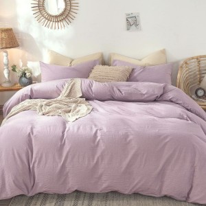 Lenjerie de pat dublu din percale de bumbac 100%, model roz, cuvertură, cearșaf și două fețe de pernă