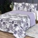 Cuvertură de pat dublu Elegance CVI4 cu design floral în nuanțe de gri pentru un dormitor elegant și modern