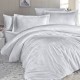 Lenjerie de lux pat dublu jacquard satin, 6 piese, model Herra Cappuccino cu flori, de la First Choice