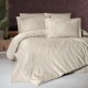 Lenjerie de lux pat dublu jacquard satin, 6 piese, model Herra Roz Pudra cu flori, de la First Choice