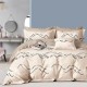 Lenjerie de pat dublu percale, 6 piese, bumbac 100%, model cosmic pe fundal gri, cearceaf simplu gri.