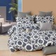 Lenjerie de pat dublu percale, 6 piese, bumbac 100%, model urban alb-negru, cearceaf simplu gri uni.