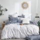 Lenjerie de pat dublu percale, 6 piese, bumbac 100%, design elegant maro pe crem, cearceaf simplu gri uni.