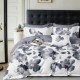 Lenjerie de pat dublu percale 6 piese bumbac 100%, cu model floral trandafiri roz, cearceaf simplu roz deschis.