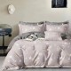 Lenjerie de pat dublu percale 6 piese bumbac 100%, design modern geometric, cercuri mari, cearceaf gri deschis.