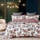 Lenjerie de pat dublu percale, 6 piese, bumbac 100%, imprimeu floral crem