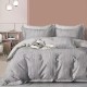 Lenjerie de pat dublu percale 6 piese, bumbac 100%, model astral, fundal gri, cearceaf simplu gri.