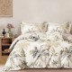 Lenjerie de pat dublu percale, 6 piese, bumbac 100%, imprimeu floral crem