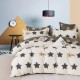 Lenjerie de pat dublu percale 6 piese bumbac 100%, design modern geometric, cercuri mari, cearceaf gri deschis.