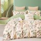 Lenjerie de pat dublu din bumbac percale 100%, model frunze tropicale pe fundal roz