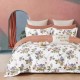 Lenjerie de pat dublu din bumbac percale 100%, model elegant cu flori și carouri