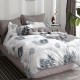 Lenjerie de pat dublu din bumbac percale 100%, model cu palmieri pe fundal crem