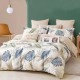 Lenjerie de pat dublu din bumbac percale 100%, model tropical liniștitor pe fundal crem