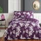 Lenjerie de pat dublu Cerelia din bumbac 100% satin cu imprimeu floral artistic