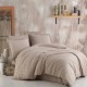 Lenjerie de pat Clasy Home Estina V1 din bumbac 100% jacquard ranforce, design alb crem cu dungi discrete