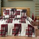 Lenjerie de pat dublu flanel Winter Gri, cu brazi si carouri, bumbac 100% calduroasa