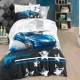 Lenjerie pat 1 persoana poplin percale Fast Track Rosu, masina sport, Hobby Home