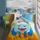 Lenjerie de pat pentru o persoană din bumbac 100% ranforce cu design dinozauri colorat