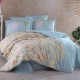 Lenjerie de pat dublu din poplin percale Hobby Home Lily Somon cu imprimeu floral somon și alb