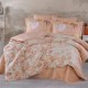 Lenjerie pat poplin percale Hobby Home, model Hello Spring, cu design floral vesel în nuanțe de albastru și galben pastel