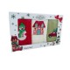 Set 3 prosoape bucatarie cu broderii festive, bumbac 100%, model stelute, funda, fulgi de nea