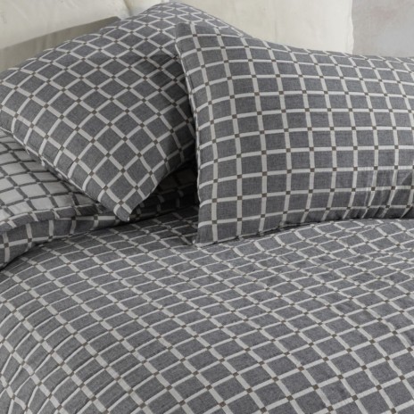 Set cuvertura bumbac jacquard PIA Antracit cu 2 fete de perna 240x260 cm