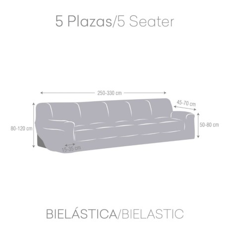 Husă bielastică bej deschis pentru canapea 5 locuri Premium ROC, design elegant și textură moale