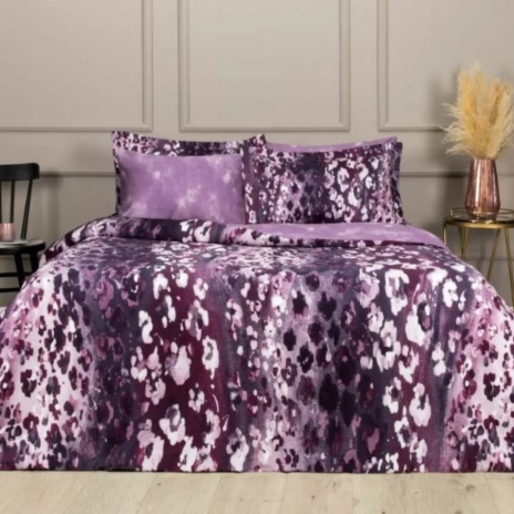 Lenjerie de pat dublu satin de lux, model Meuse Violet, TAC