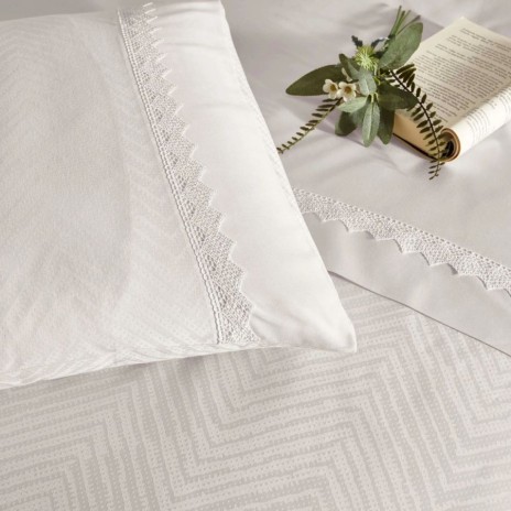 Lenjerie pat jacquard satin de lux 6 piese, TAC, Sambre Ecru